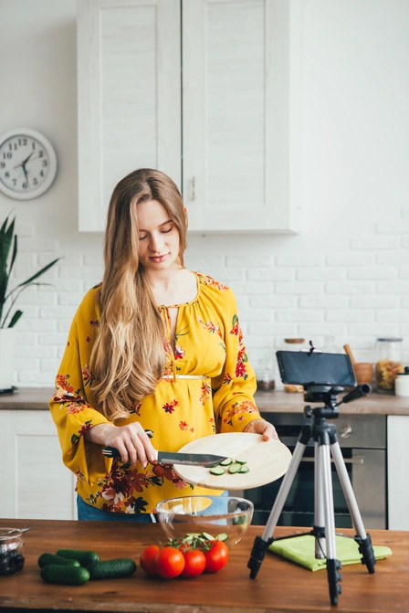Cooking influencer recording